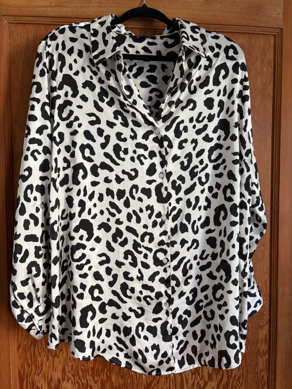 Black and White Leopard-Print Blouse
